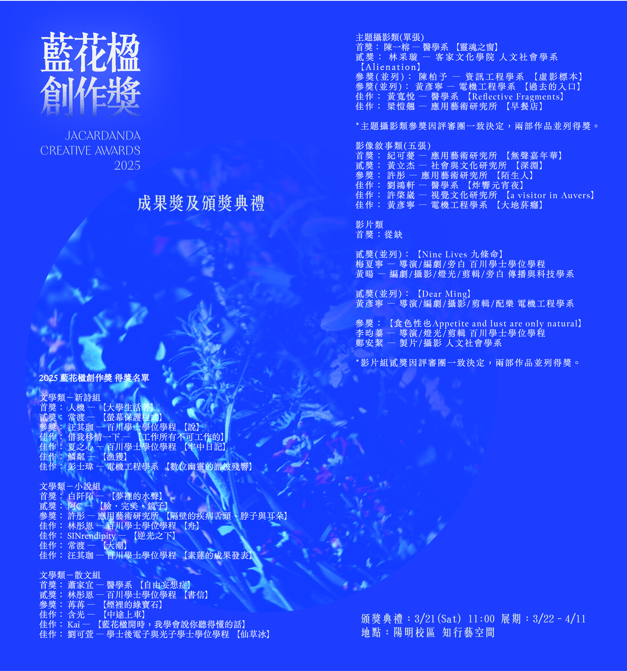 2025藍花楹創作獎得成果